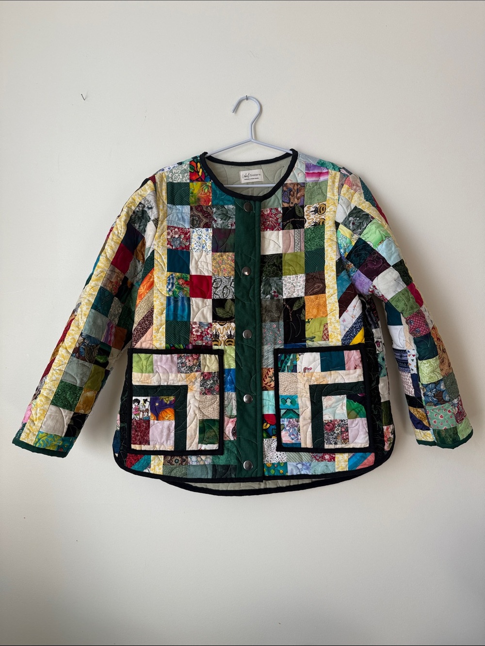 ⭐️ 30. Quilted jacket SHORT -multi green- upcycled handmade vintage